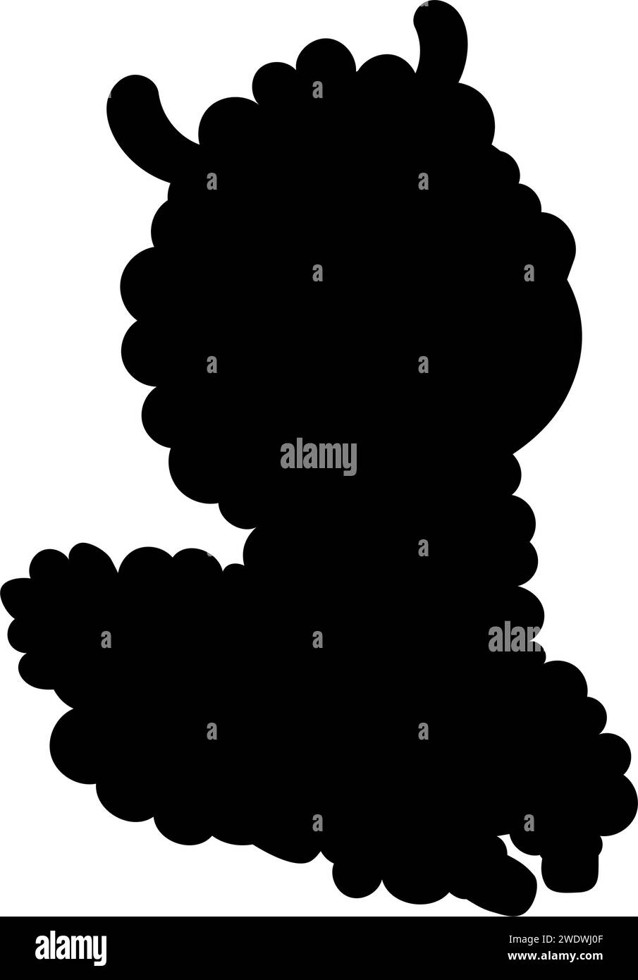 Alpaca animal. Silhouette Llama. black hand drawn. Vector illustration Stock Vector