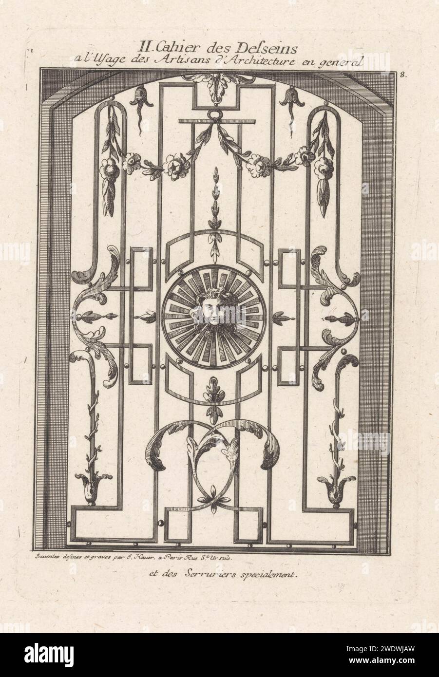 Wrought iron fencing, Johann Thomas Hauer, 1781 print Design for ...