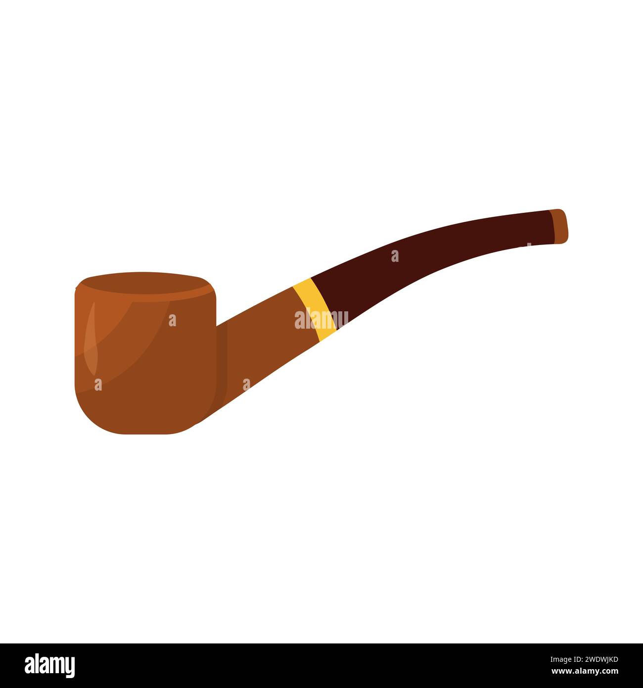 Tobacco Smoking Pipe isolated on white background. Vintage gentleman attribute in flat style. Vector cartoon icon Stock Vector