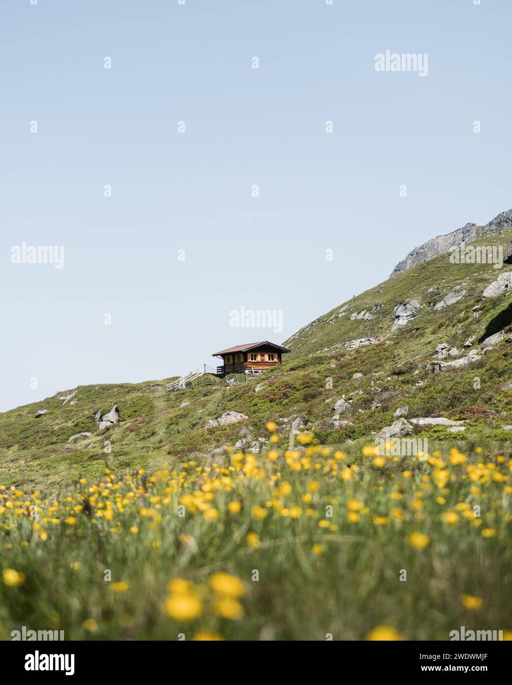 Hut in the middle of the Stubai Mountains, Neustift im Stubaital, Austria Stock Photo