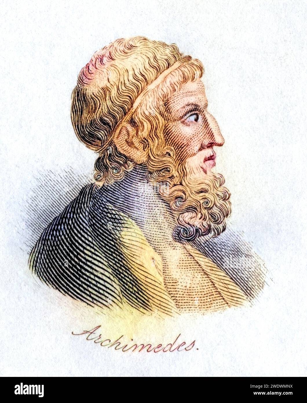 Archimedes von Syrakus, Sizilien, 287 v. Chr. bis 212 v. Chr. Mathematiker, Historisch, digital restaurierte Reproduktion von einer Vorlage aus dem 19. Jahrhundert, Record date not stated Stock Photo