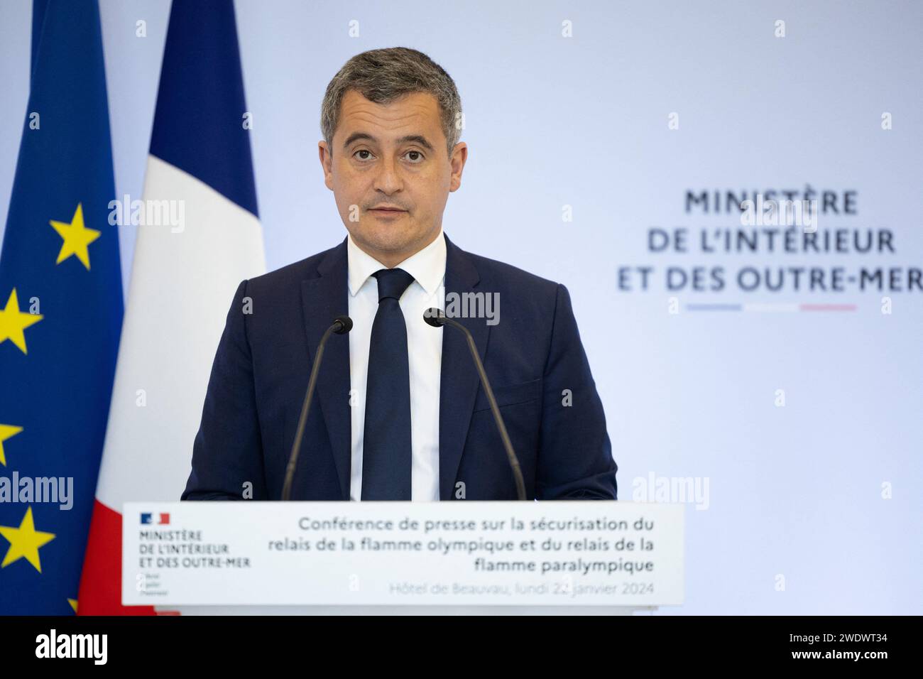 Paris, France. 22nd Jan, 2024. French Interior Minister Gerald Darmanin