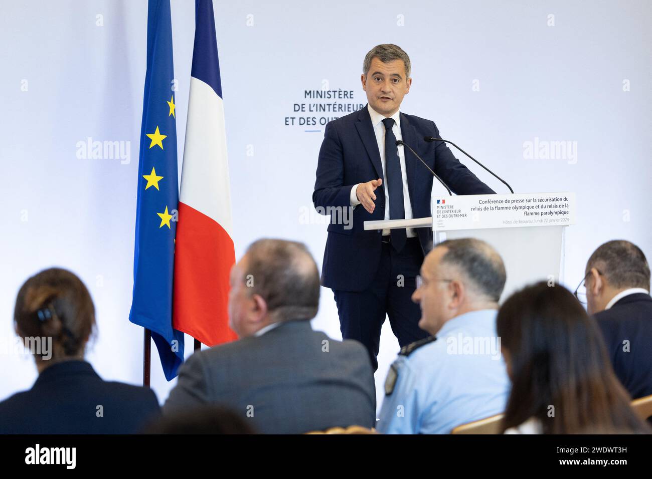 Paris, France. 22nd Jan, 2024. French Interior Minister Gerald Darmanin