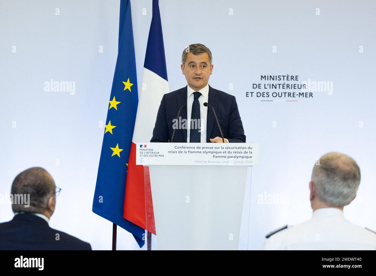 Paris, France. 22nd Jan, 2024. French Interior Minister Gerald Darmanin
