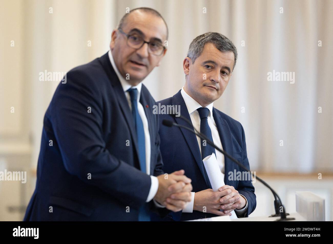 Paris, France. 22nd Jan, 2024. French Interior Minister Gerald Darmanin