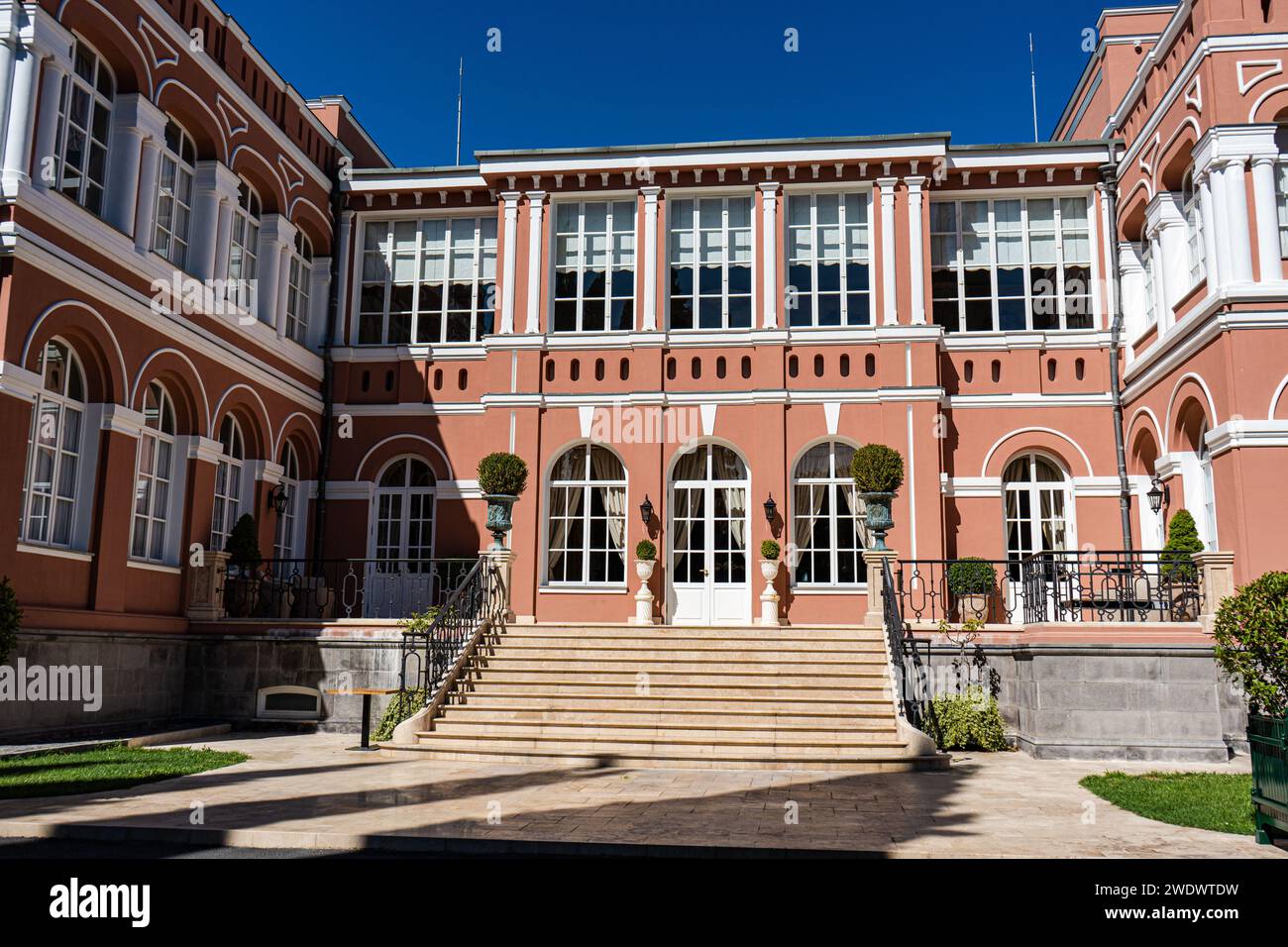 Famous Mukhrani Palace close to Georgian capital city Tbilisi in summer time Stock Photo