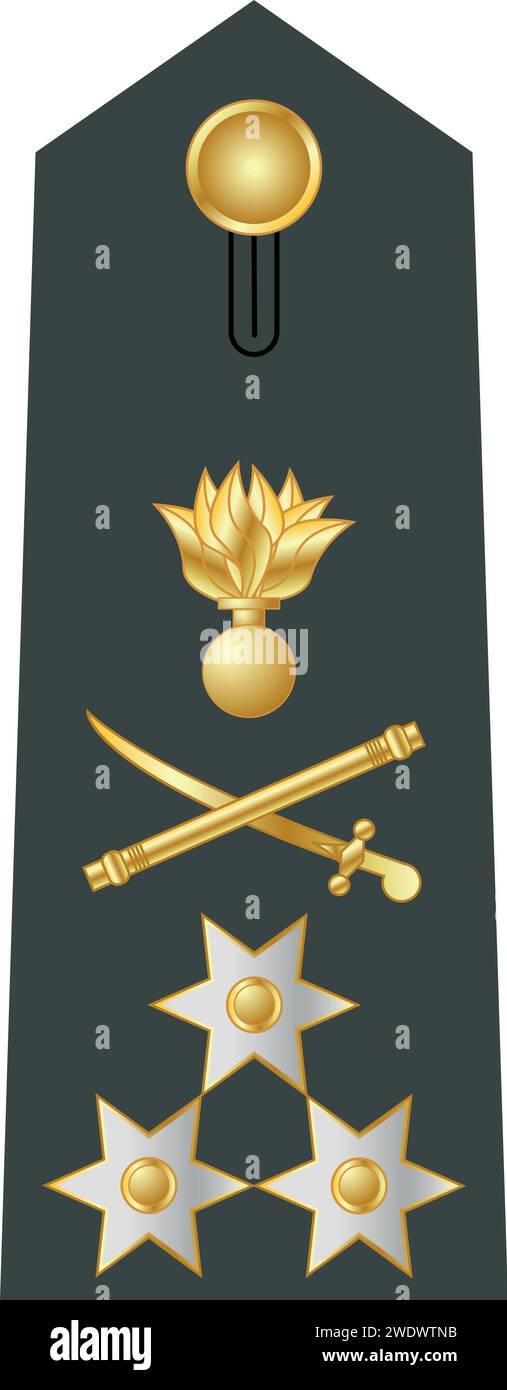 Shoulder pad military officer insignia of the Greece ANTISTRATIGOS (LIEUTENANT GENERAL) Stock Vector