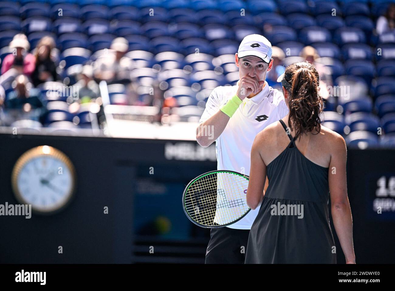 Melbourne, Australia. 21st Jan, 2024. Mixed doubles pair Joran Vliegen