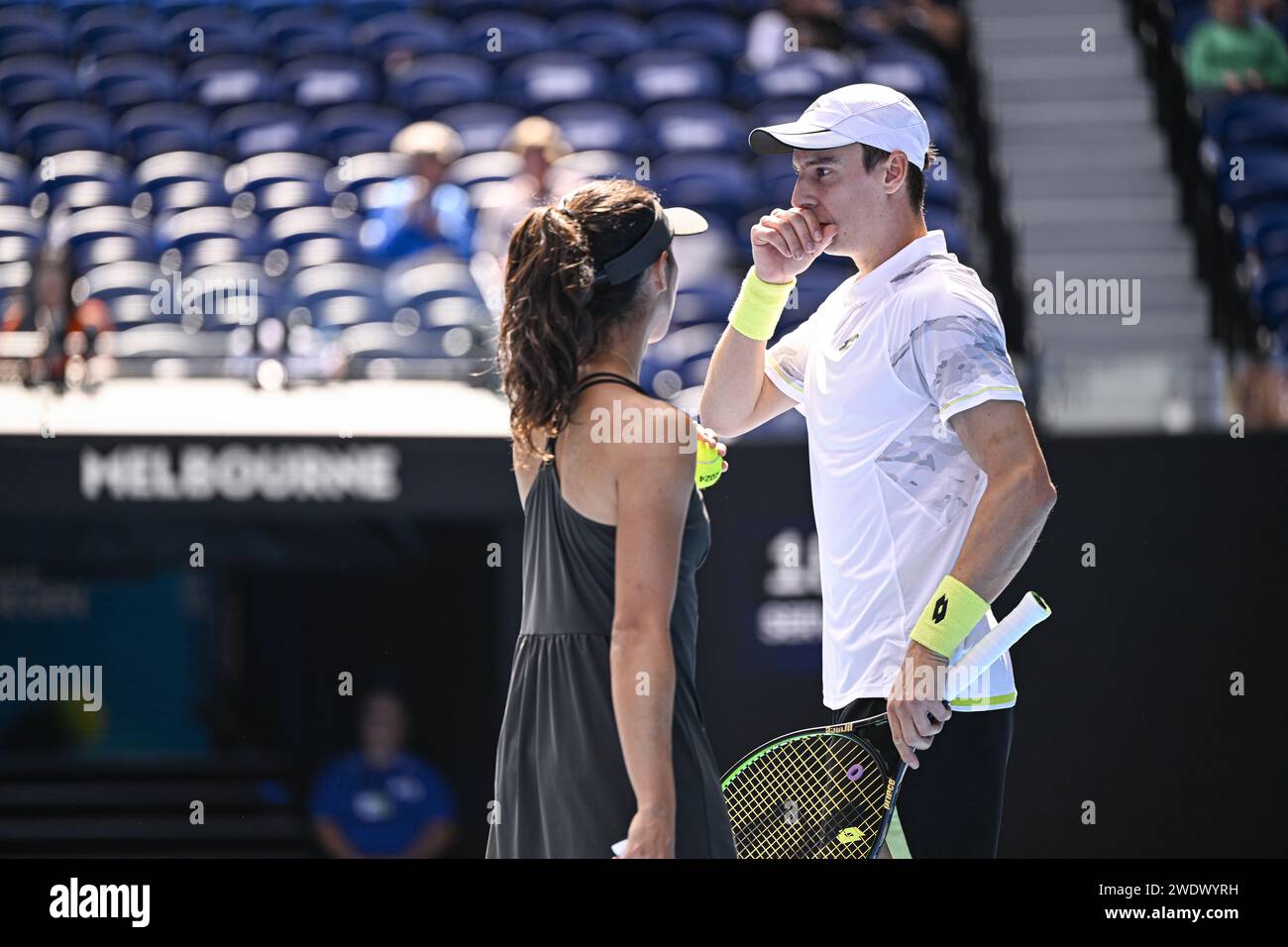 Mixed doubles pair Joran Vliegen and Ena Shibahara during the