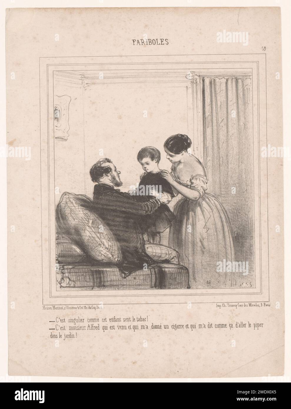 Two parents with a child who smells of tobacco, Edouard de Beaumont ...
