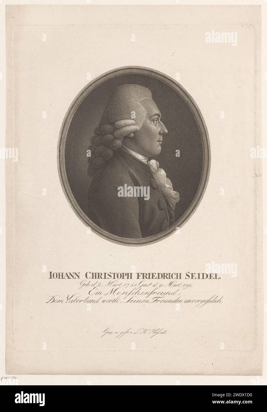 Portrait van Johann Christoph Friedrich Seidel, Leonhard Heinrich Hessell, 1795 - 1850 print   paper  historical persons Stock Photo