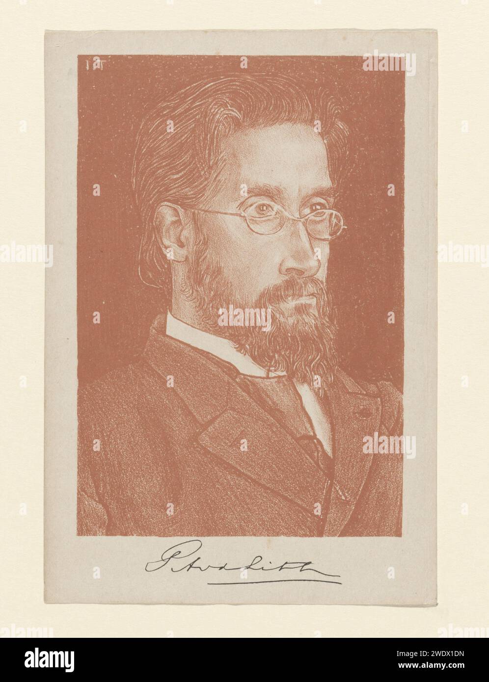 Portrait of Pieter Anthonie van der Lith, Jan Toorop, 1894 print With signature from the portrayed person.  paper  historical persons Stock Photo