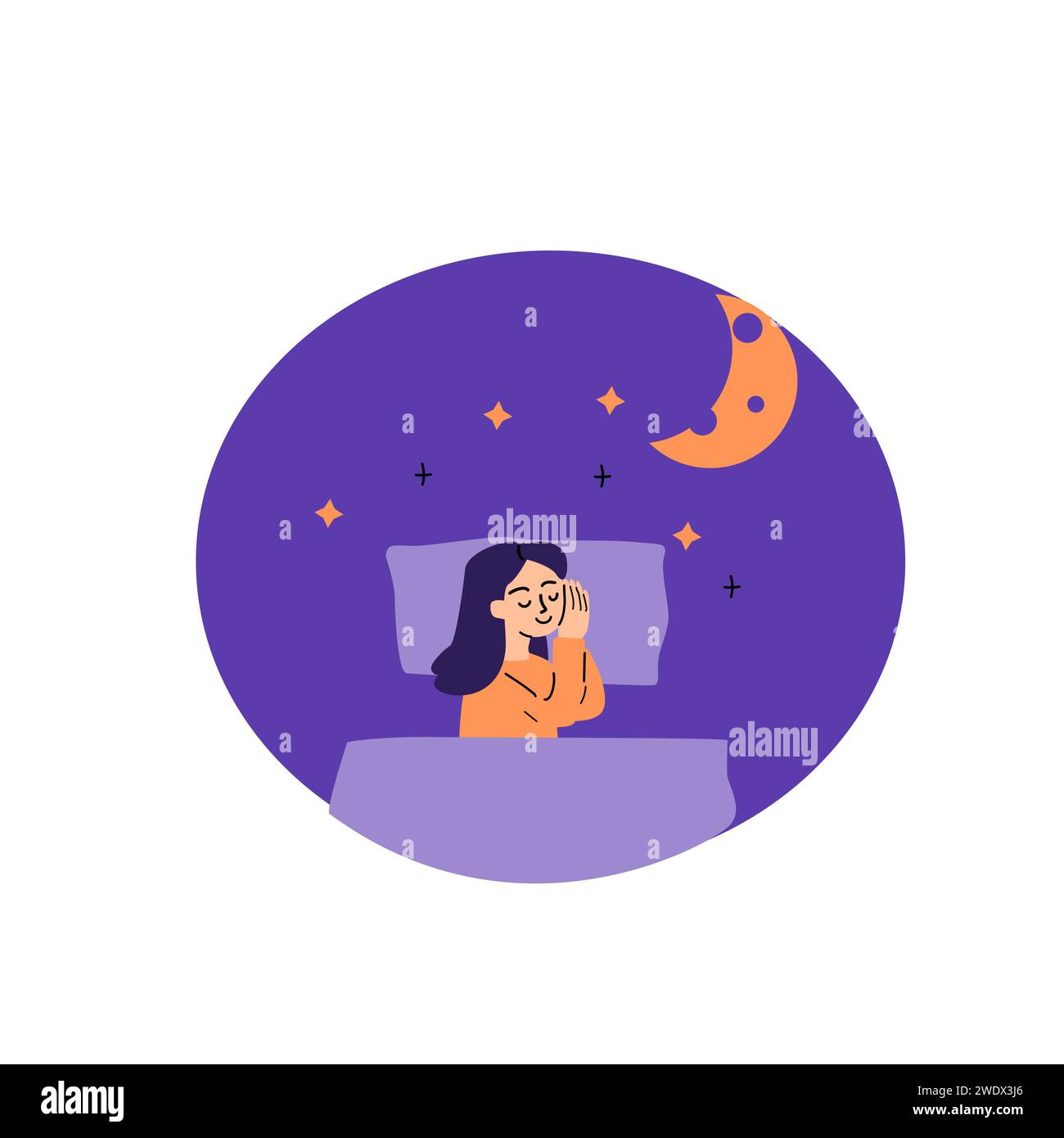 Woman sleeps and saw sweet dreams about love Vector Image