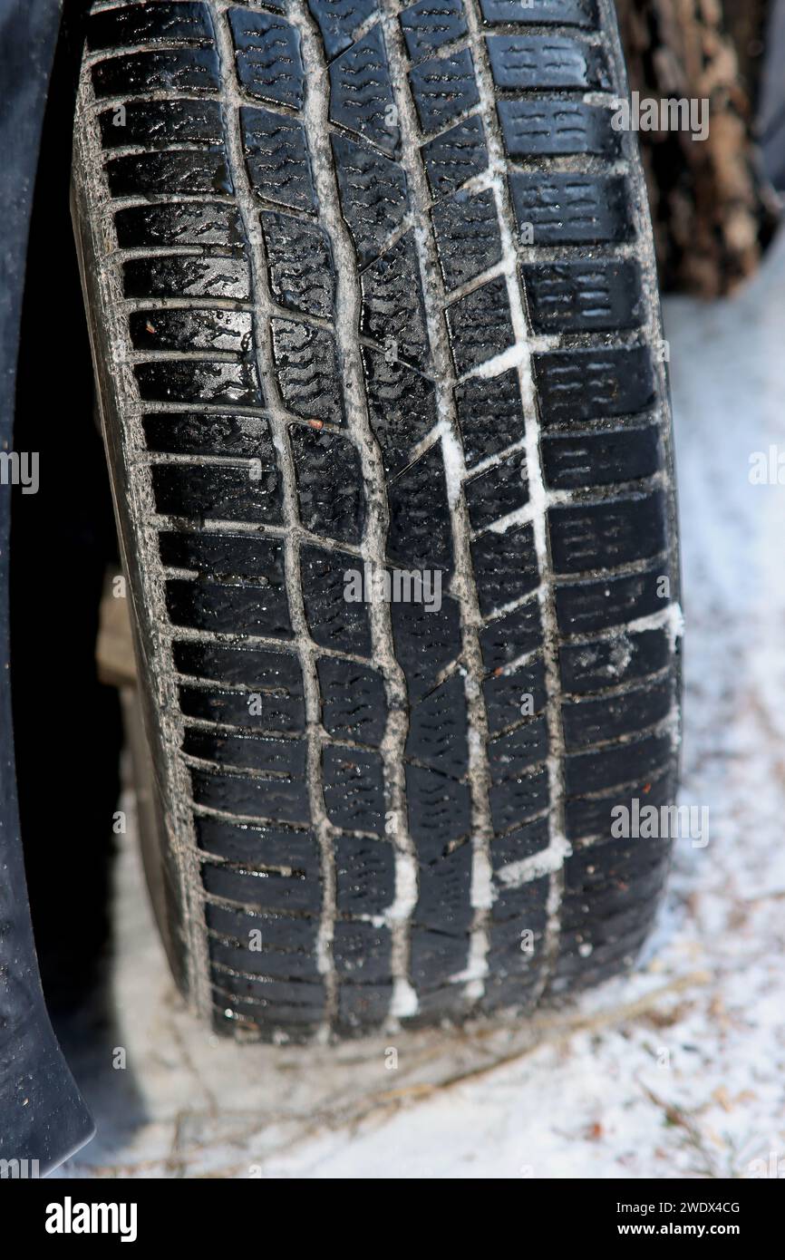 Winter Tyres In Use Stock Photo