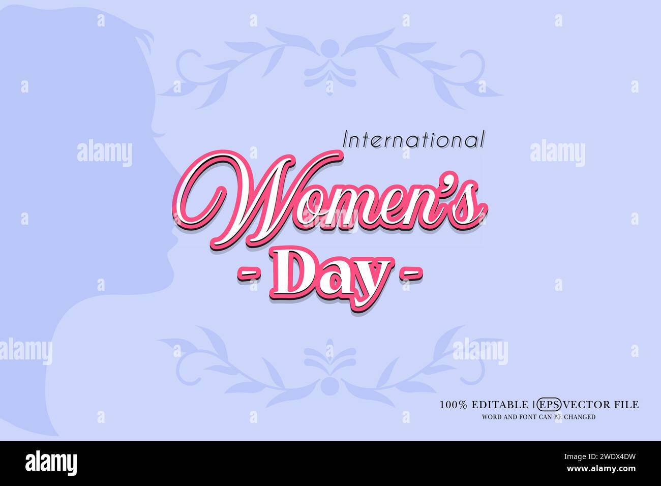 Happy Women's Day Editable 3D Style EPS Vector Text Effect Stock Vector