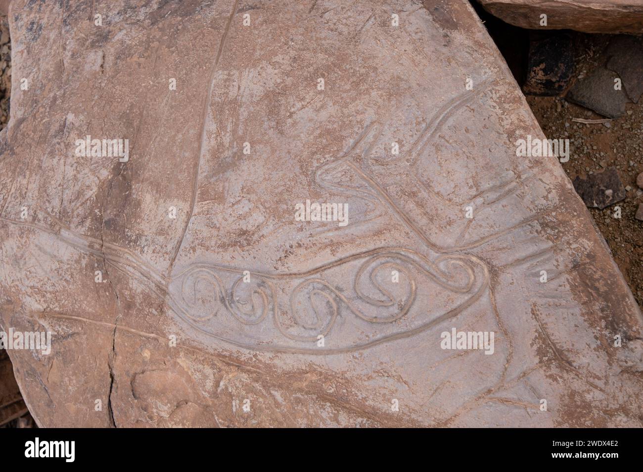 petroglifo, yacimiento rupestre de Aït Ouazik, finales del Neolítico, Marruecos, Africa Stock Photo