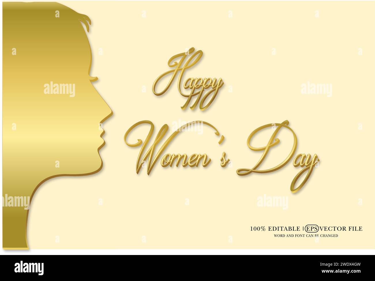 Happy Women's Day Editable 3D Style EPS Vector Text Effect Stock Vector
