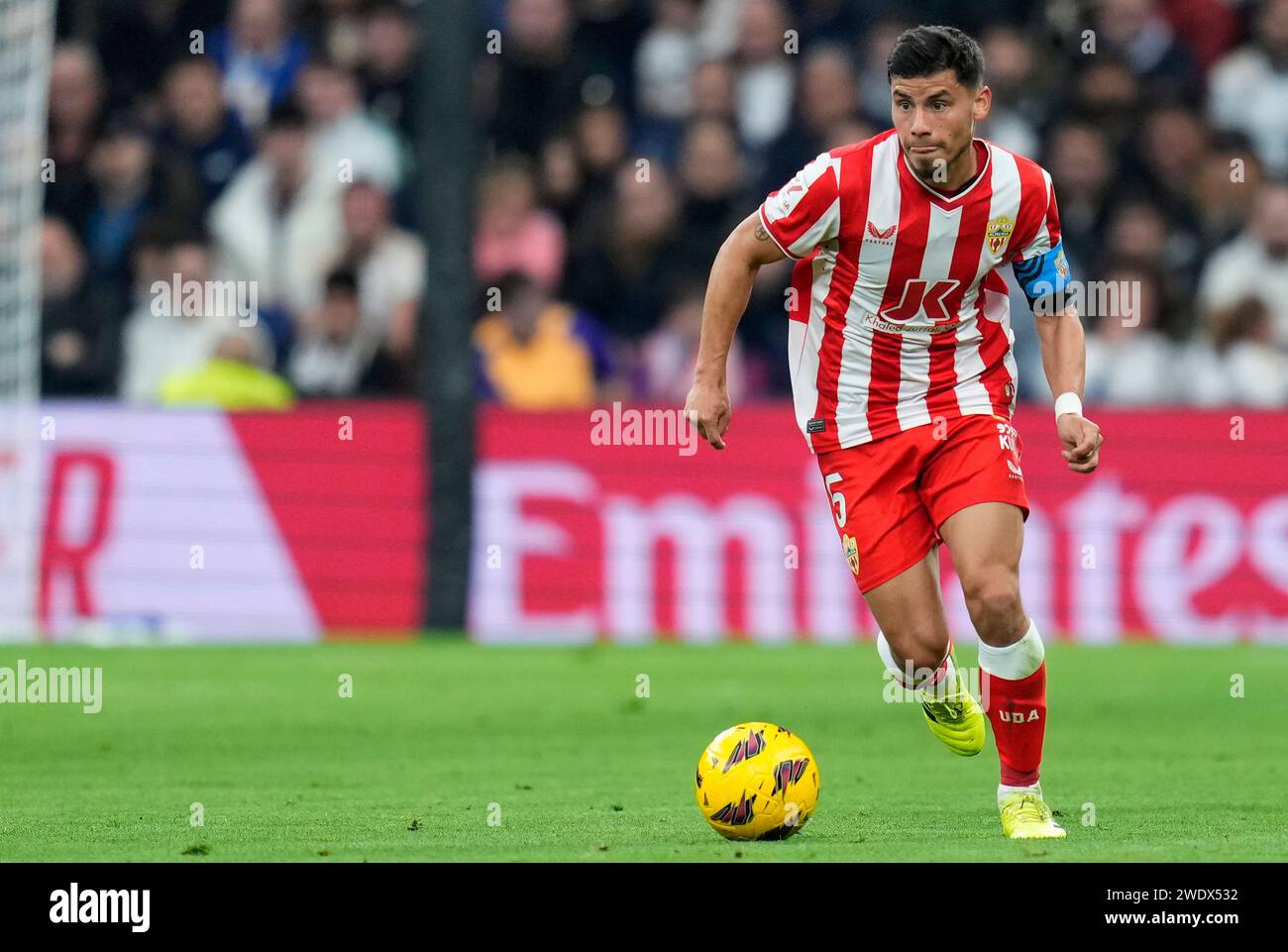 Madrid, Spain. 21st Jan, 2024. Lucas Robertone of UD Almeria during the La Liga match between Real Madrid and UD Almeria played at Santiago Bernabeu Stadium on January 21, 2024 in Madrid, Spain. (Photo by Cesar Cebolla/PRESSINPHOTO) Credit: PRESSINPHOTO SPORTS AGENCY/Alamy Live News Stock Photo