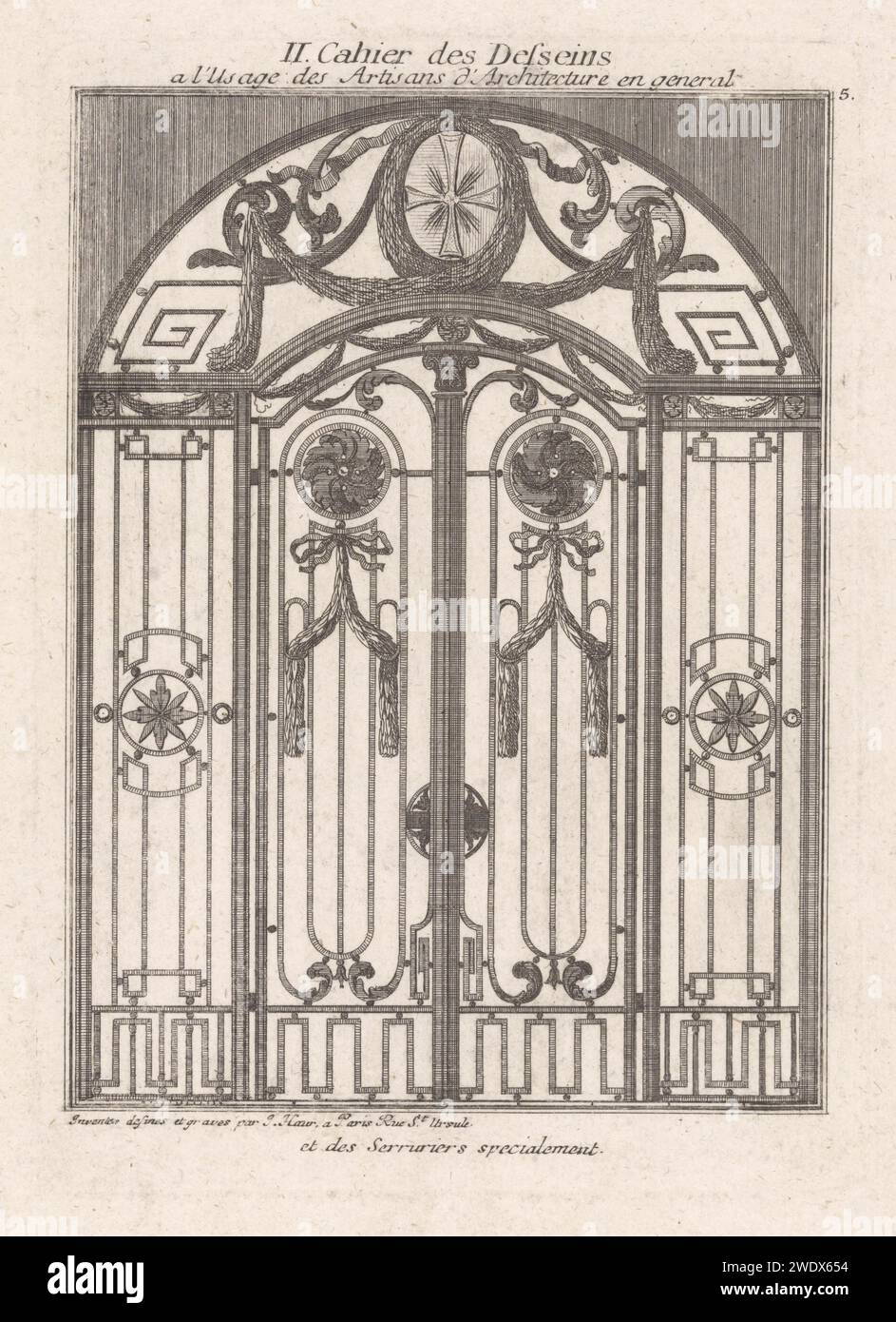 Wrought iron fencing, Johann Thomas Hauer, 1781 print Design for ...