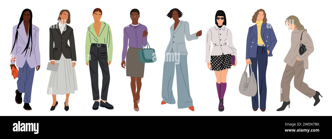 Vector realistic illustration of fashion girl set Stock Vector Image ...