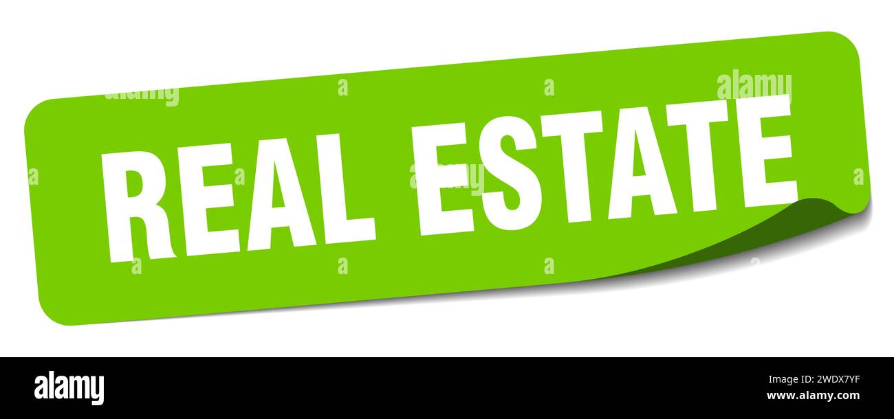 real estate sticker. real estate rectangular label isolated on white ...