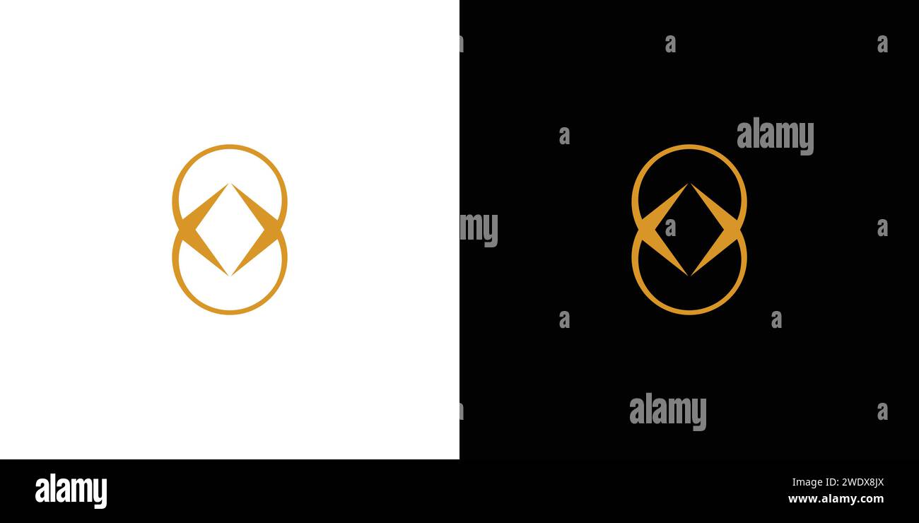Unique and luxurious number 8 logo design Stock Vector