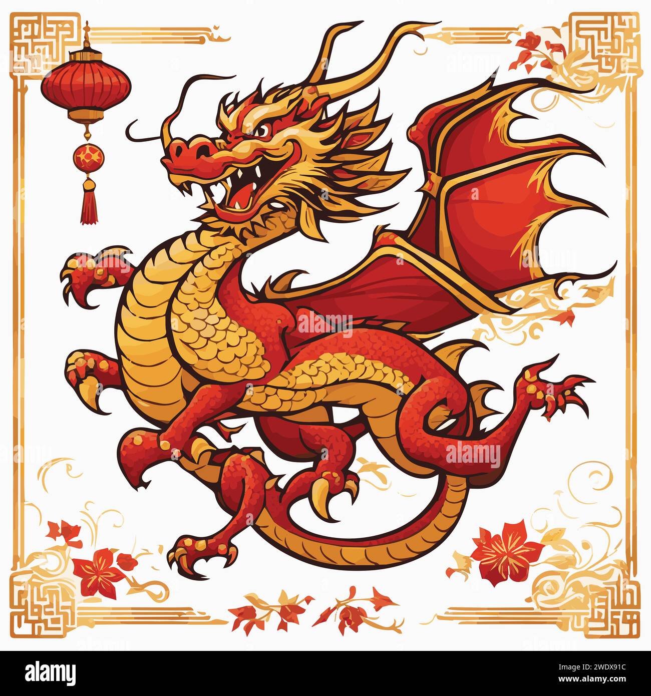 Dragon Year 2024 Whimsical Cartoon Vector Illustration for your work's ...