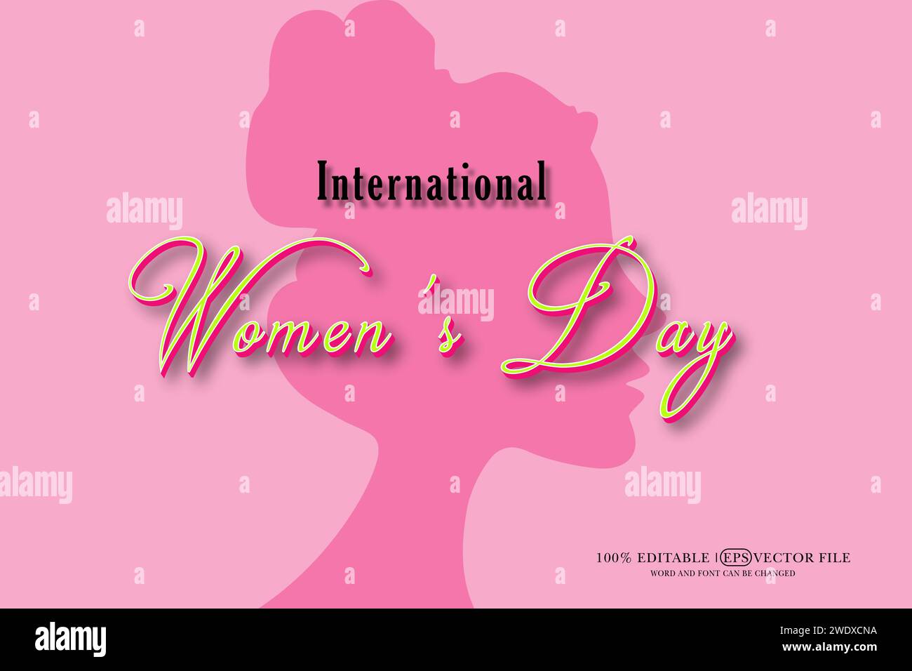 Happy Women's Day Editable 3D Style EPS Vector Text Effect Stock Vector