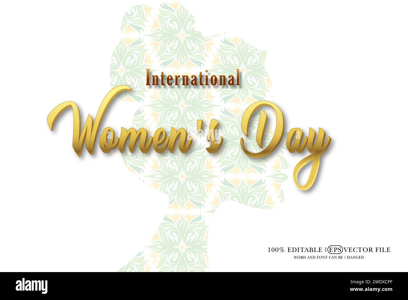 Happy Women's Day Editable 3D Style EPS Vector Text Effect Stock Vector