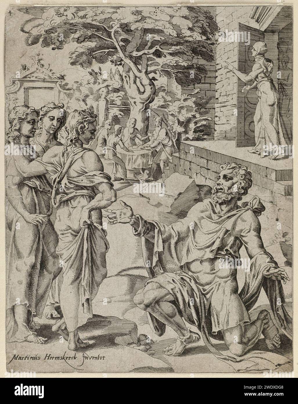 Abraham en de drie Engelen (Genesis 182-10). Stock Photo