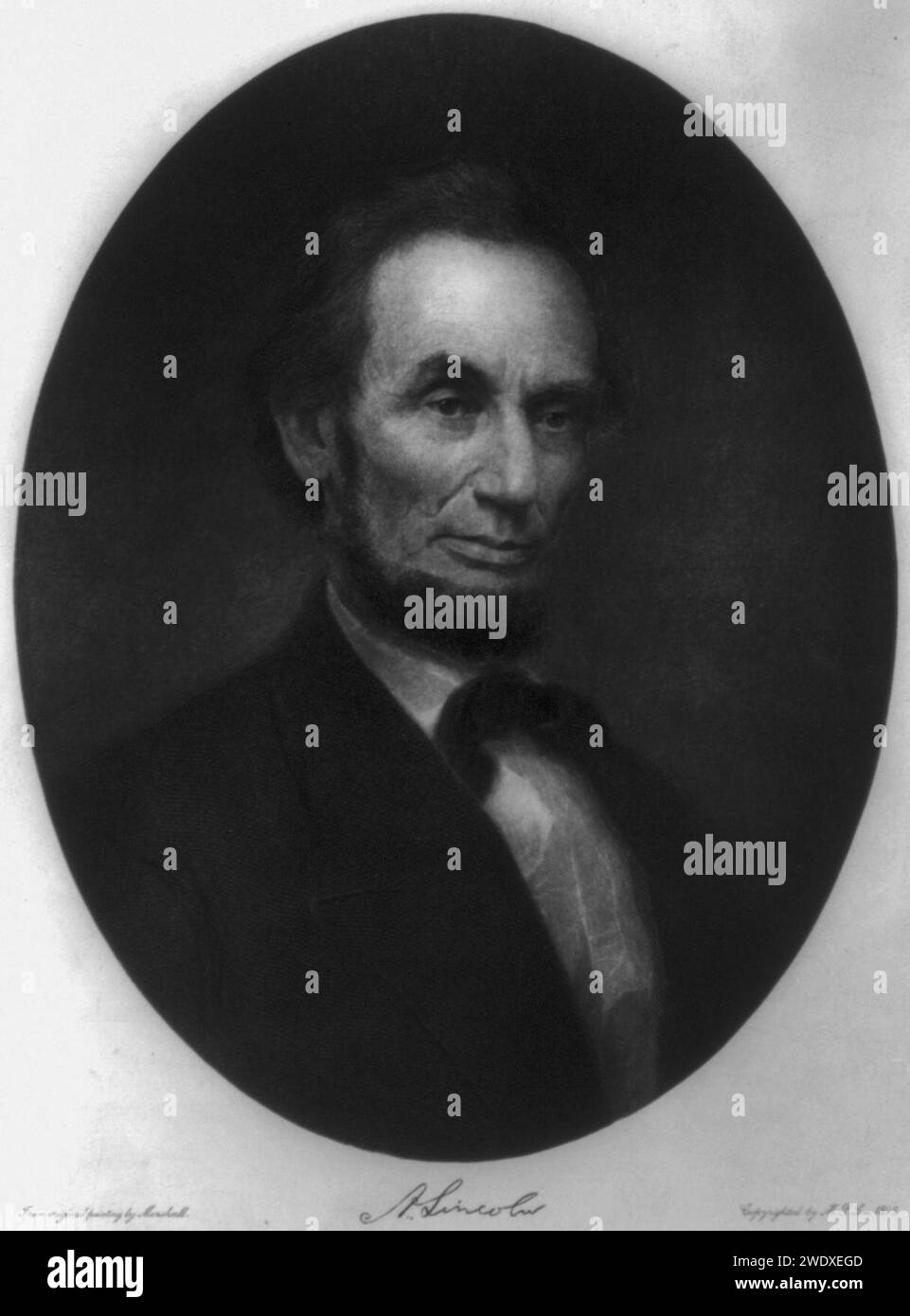 Abraham Lincoln, headandshoulders portrait, facing right) engraving