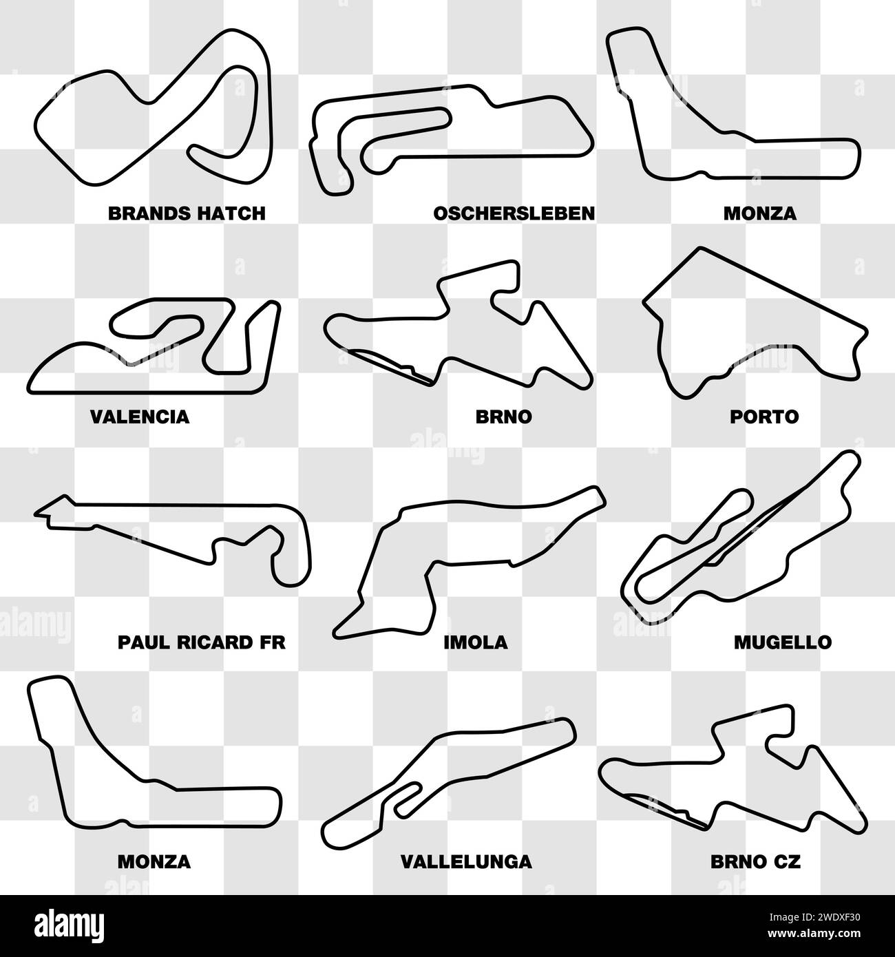 Racing circuit map collection vector illustration Stock Vector