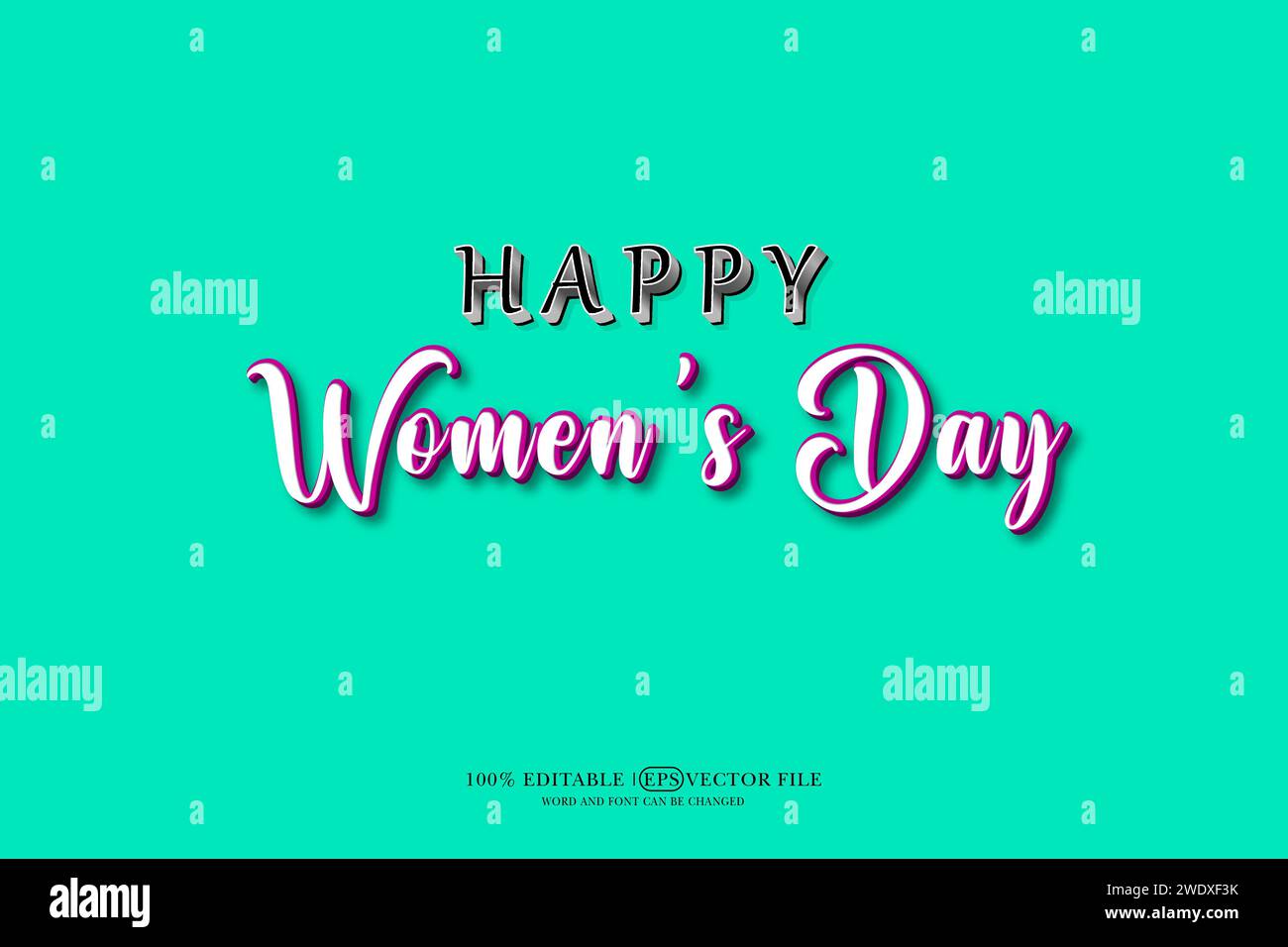 Happy Women's Day Editable 3D Style EPS Vector Text Effect Stock Vector