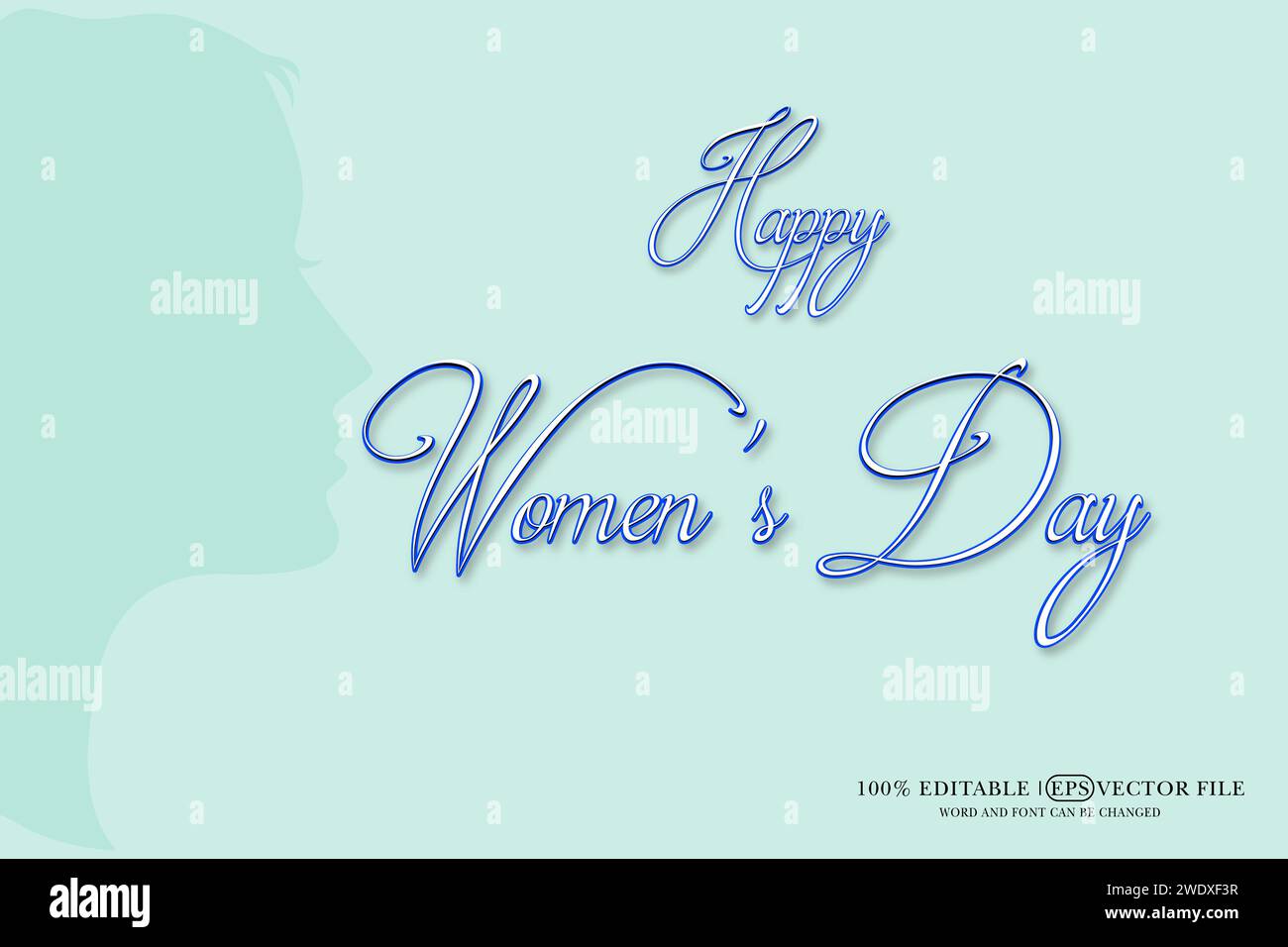 Happy Women's Day Editable 3D Style EPS Vector Text Effect Stock Vector