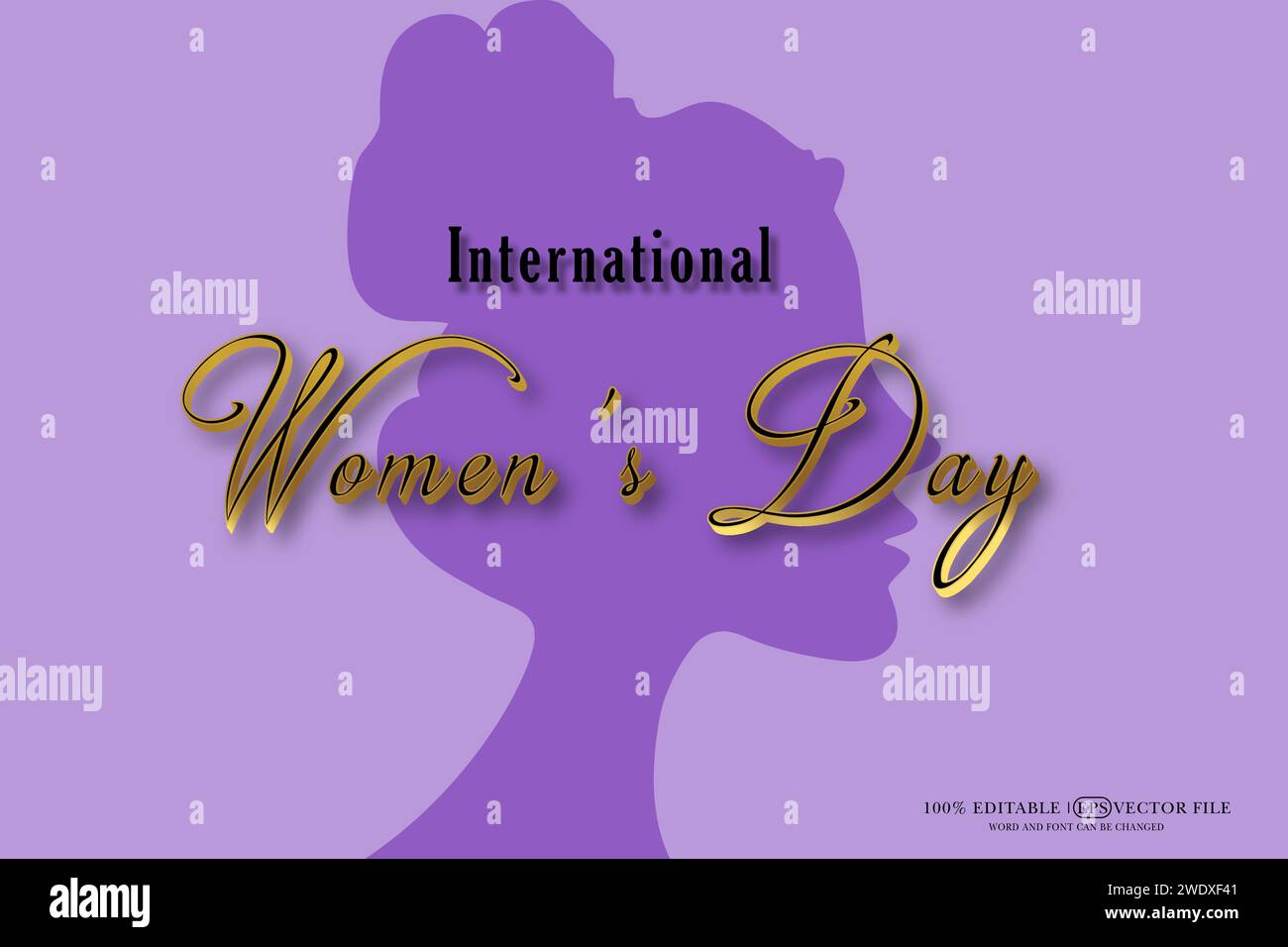 Happy Women's Day Editable 3D Style EPS Vector Text Effect Stock Vector