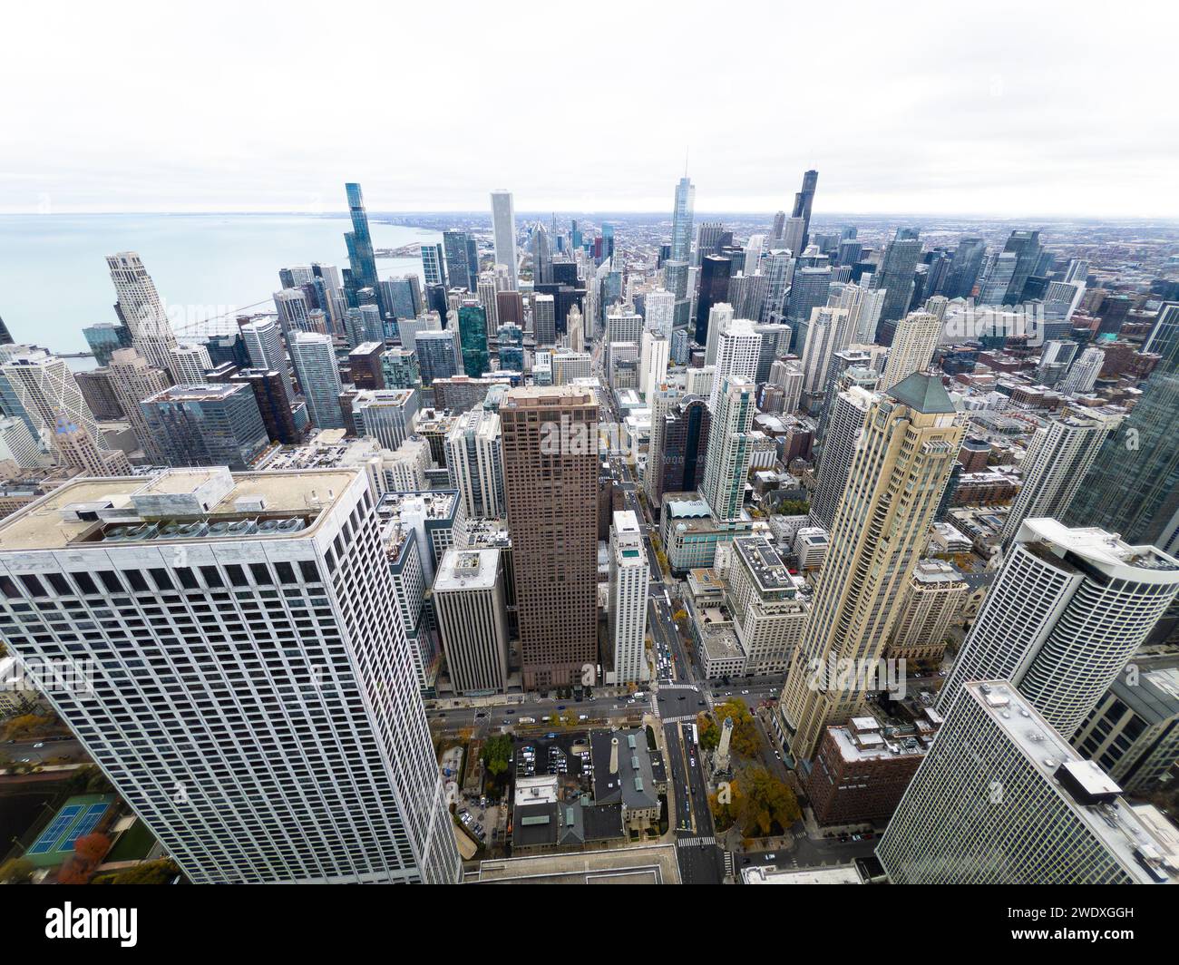 Winter View of Downtown Chicago from 360 Observation Deck Stock Photo