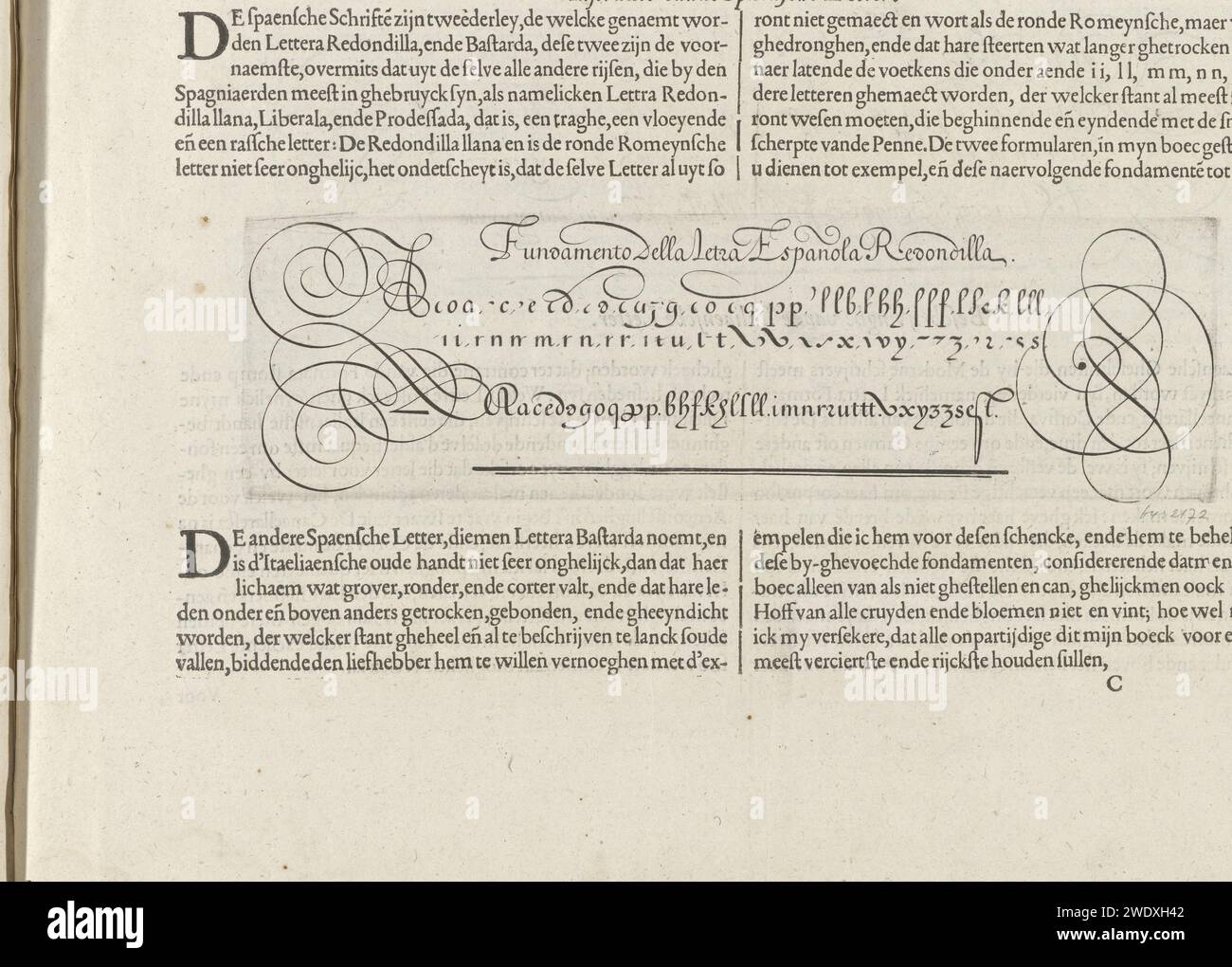 Description of the Spanish letter and a writing example of the