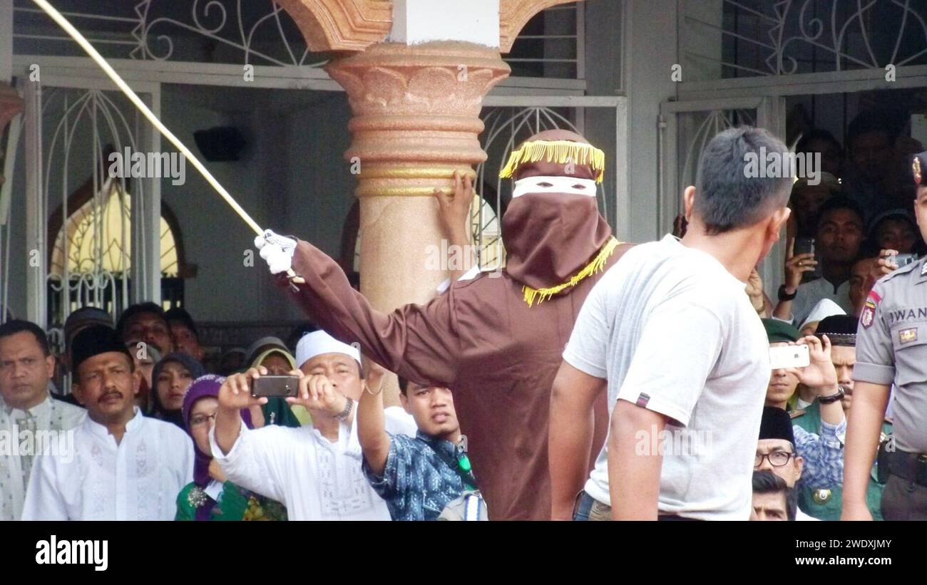 Aceh caning 2014, Stock Photo