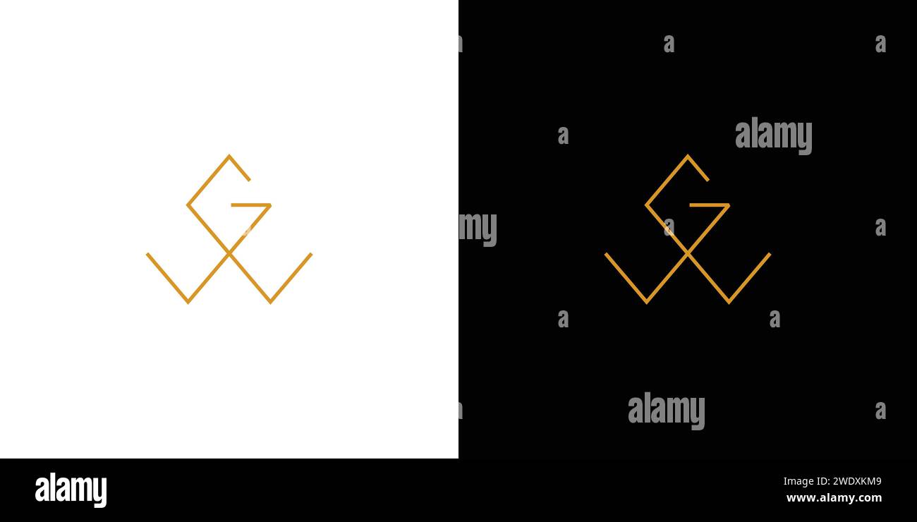Unique and luxury letter GW initials logo design Stock Vector