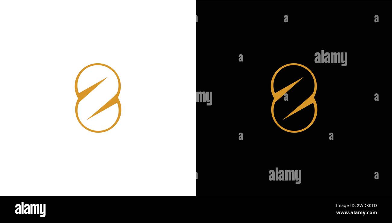 Unique and luxurious number 8 logo design 2 Stock Vector