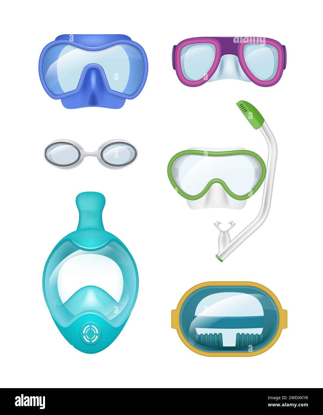 Diving mask. Transparent professional masks or glasses for exploring ...