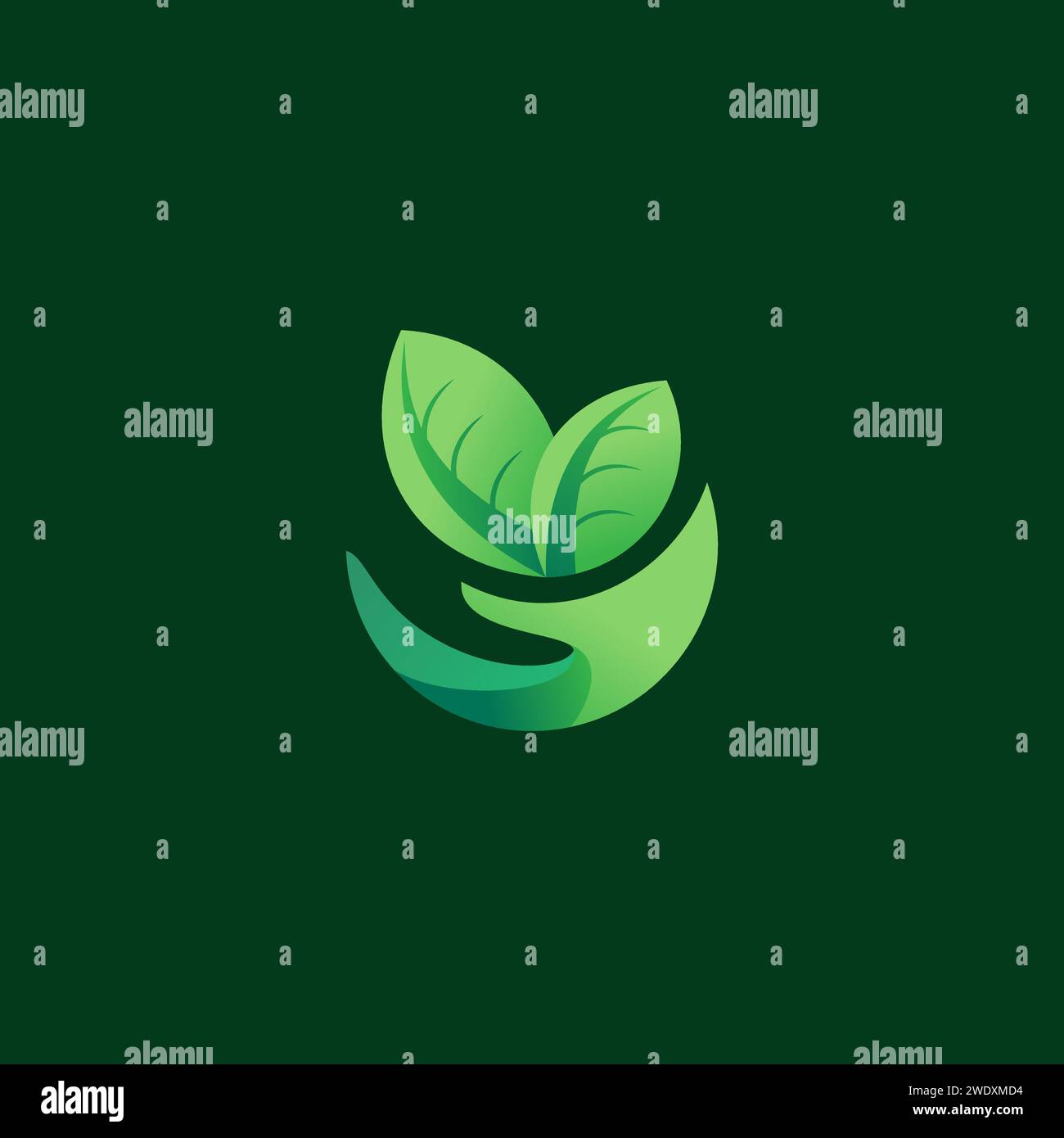 Abstract green leaf logo icon vector design. Landscape design, garden, Plant, nature and ecology vector logo. Ecology Happy life Logotype concept icon Stock Vector
