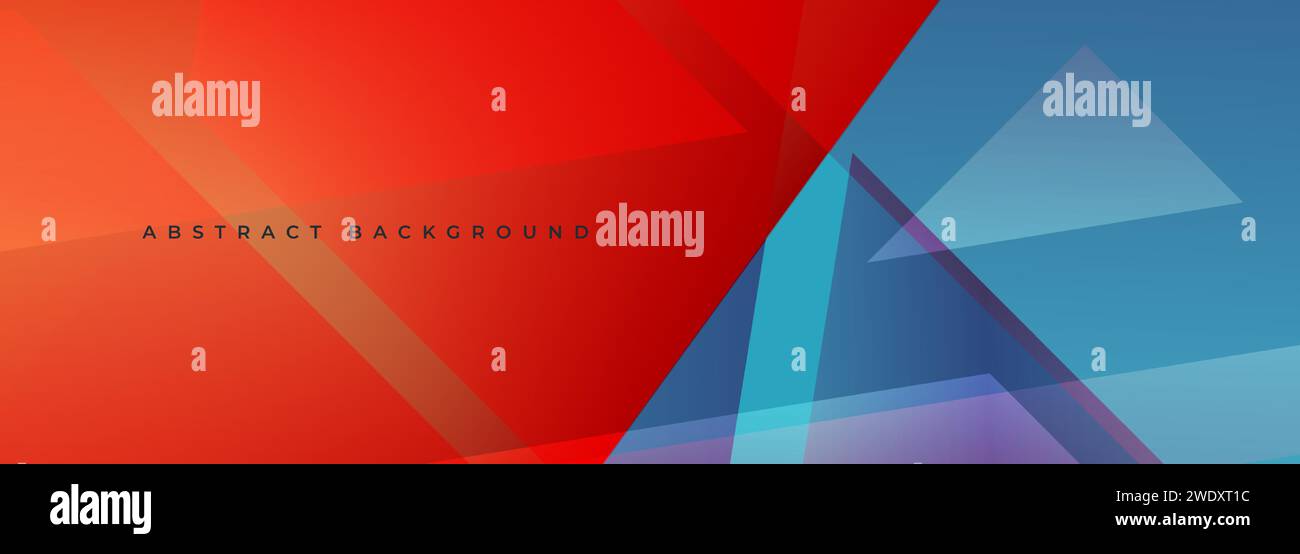 Red and blue modern abstract wide banner with geometric triangle shapes. Blue and red colored abstract background. Vector illustration Stock Vector