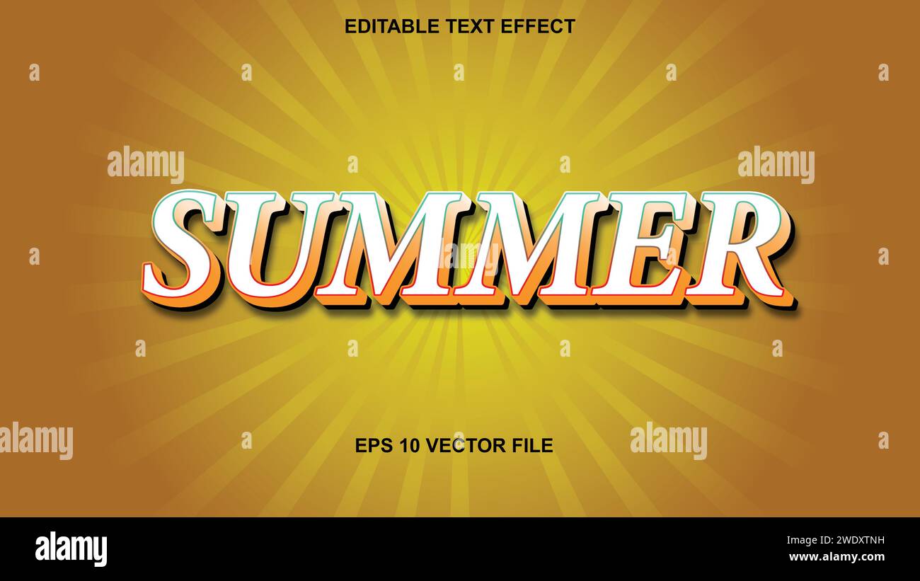 Editable text style effect - retro summer text in grunge style theme. vector illustration. Stock Vector