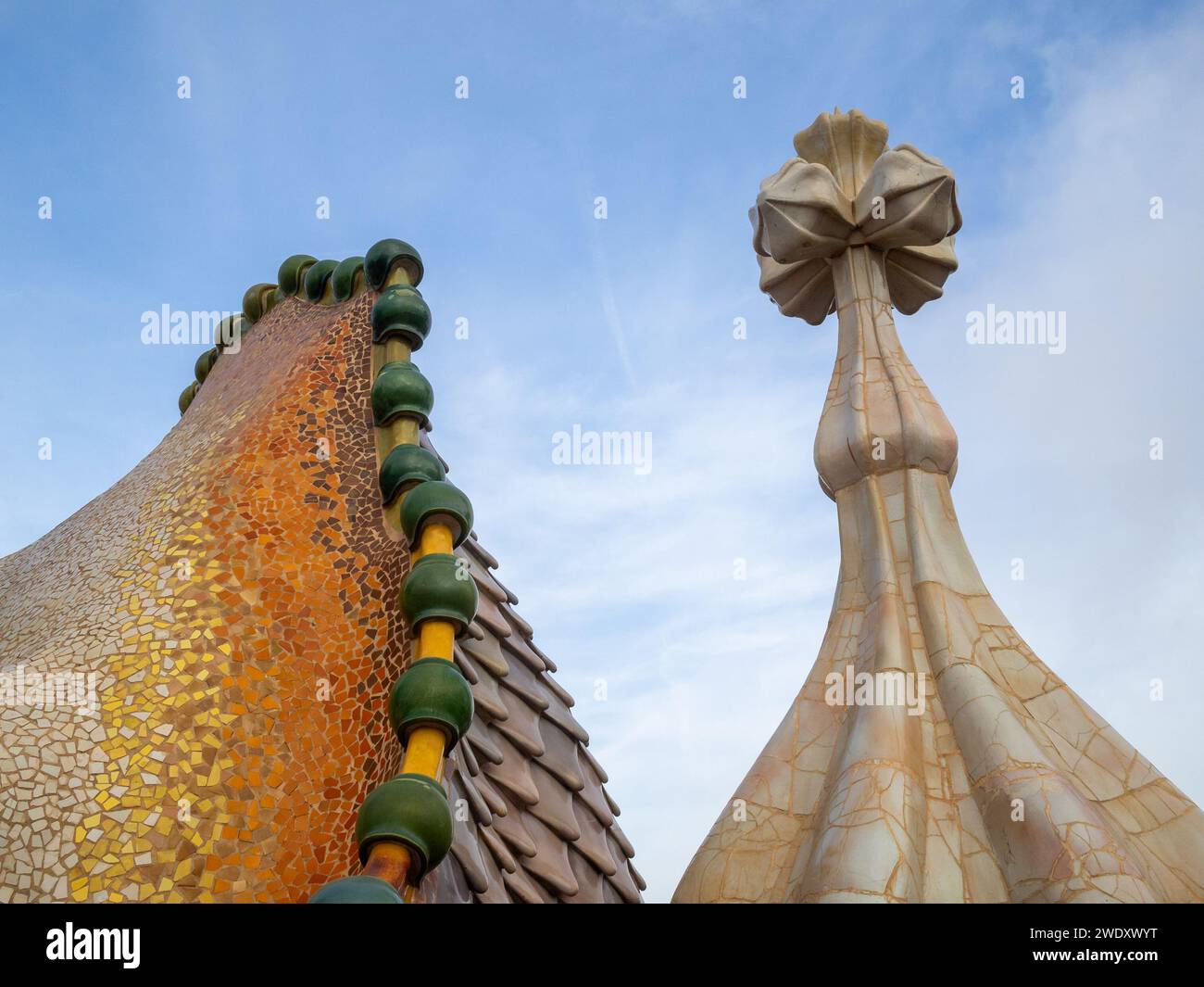 Casa Batllo roof ceramics detail Stock Photo - Alamy