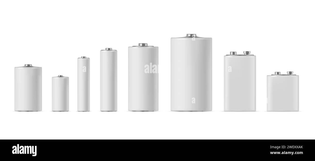 Alkaline batteries. Charging cylinder nickel and metal electrical power battery decent vector