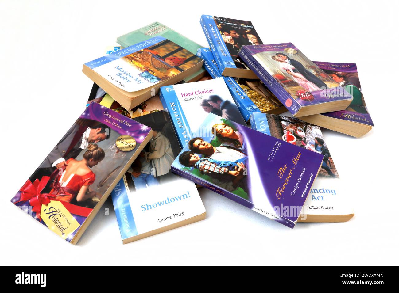a Collection of Silhouette and Mills and Boon Romance Novels Stock Photo