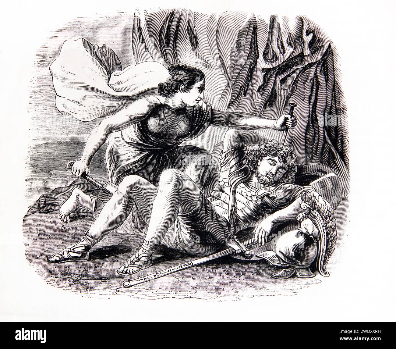 Illustration of Jael Killeth Sisera (Judges IV.21) Jael kills Sisera