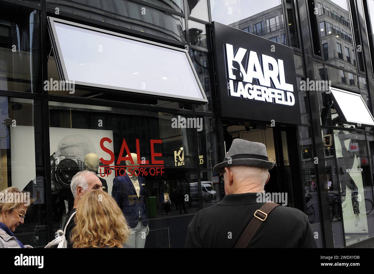 Berlin - Germany  12 August 2016- 50% discount slaer at fashion of king Karl Lagerfed store in Berlin Germany / Photo. Francis Joseph Dean/Deanpictures. Stock Photo