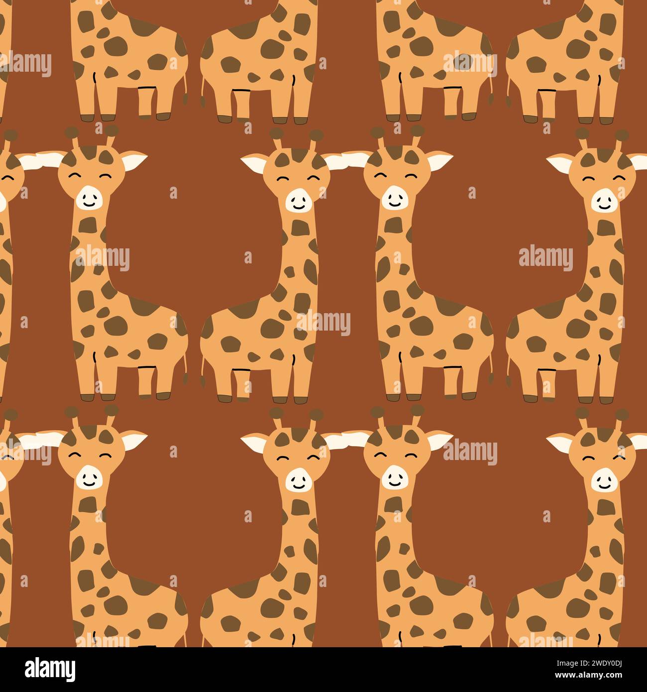 baby giraffe seamless pattern on brown background. Vector illustration ...